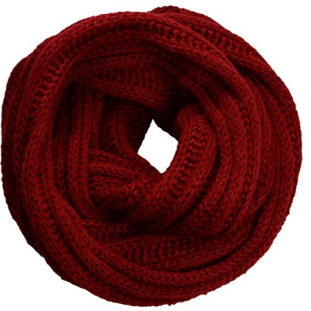 Wine colored Infinity Scarf Chunky Knit Cable Knit